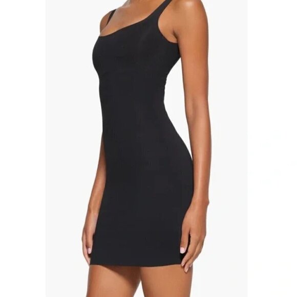 SKIMS Body Tank Mini Slip Dress in Onyx Black Size X-Small - Picture 2 of 8